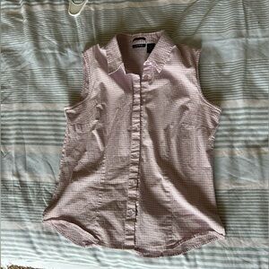 Pink Sleeveless Button-Up Shirt